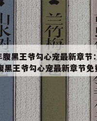 2025年腹黑王爷勾心宠最新章节：2025年（腹黑王爷勾心宠最新章节免费阅读）