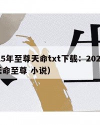 2025年至尊天命txt下载：2025年（天命至尊 小说）