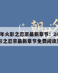 2025年火影之忍宗最新章节：2025年（火影之忍宗最新章节免费阅读）