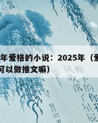 2025年爱格的小说：2025年（爱格的小说可以做推文嘛）
