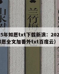 2025年如愿txt下载新浪：2025年（如愿全文加番外txt百度云）