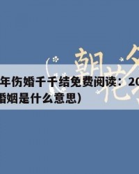 2025年伤婚千千结免费阅读：2025年（伤婚姻是什么意思）